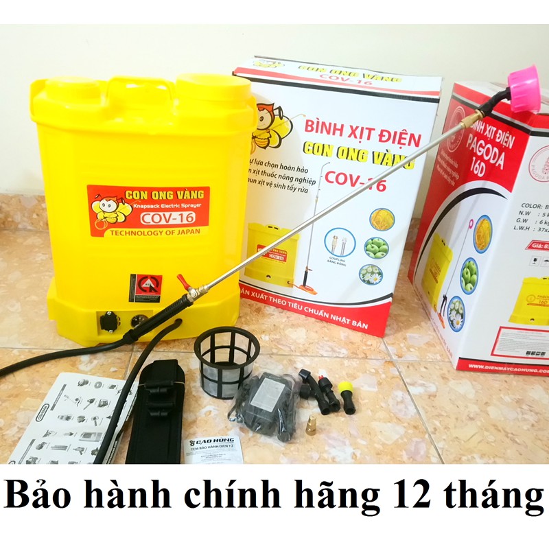 Bình Xịt Điện Con Ong Vàng - Máy phun thuốc, Bình phun thuốc trừ sâu điện công nghệ Nhật Bản - COV16