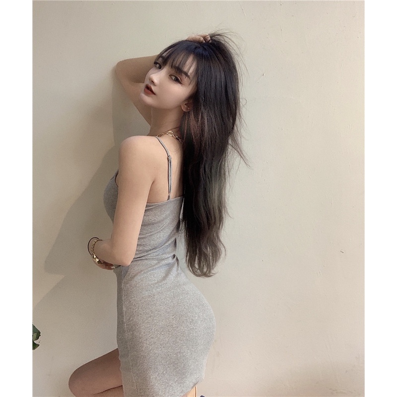 Đầm body 2 dây cổ vuông sexy, viền đính khuy cực sang chảnh | BigBuy360 - bigbuy360.vn