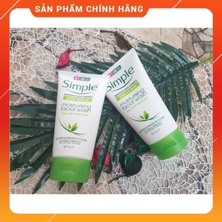 Sữa rửa mặt Simple Moisturising Facial Wash 150ml dành cho da khô nhạy cảm (tuýp trắng sữa) Mĩ Phẩm Gía Sỉ 89