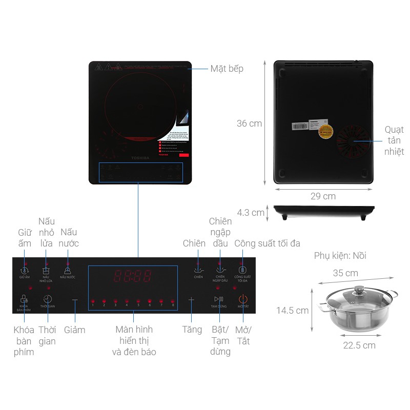 Bếp điện từ đơn Toshiba IC-20S2PV - mới 100%, chính hãng mẩu mới 1.2021