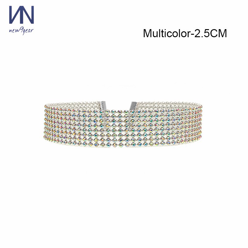 Vòng cổ choker hợp kim mạ bạc trang trí đá lấp lánh cho nữ