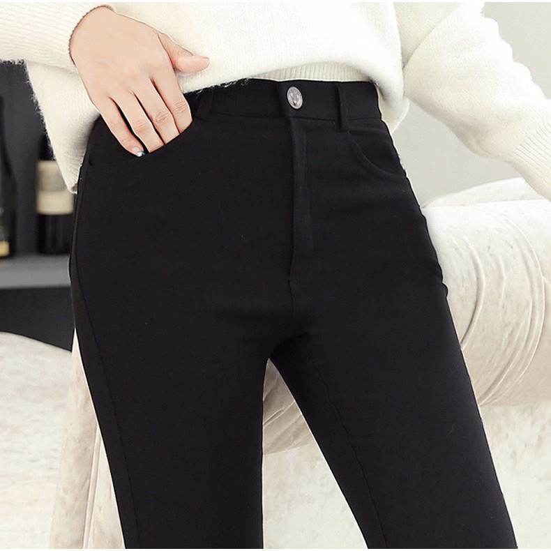 Quần treggingm legging nữ cạp khóa chất vải umi hàn co giãn 4c cao cấp | BigBuy360 - bigbuy360.vn