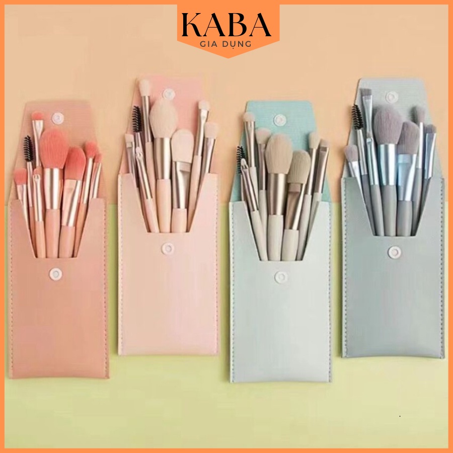 Set 8 cọ trang điểm cán gỗ lông mềm mini xinh xắn KABA
