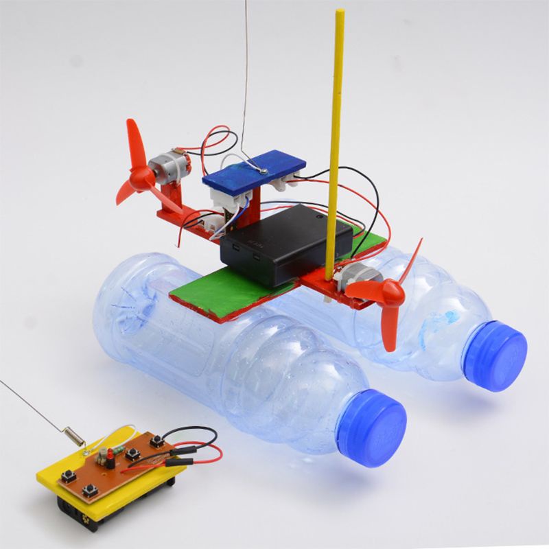 Bộ đồ chơi thuyền gỗ RC giáo dục khoa học cho bé