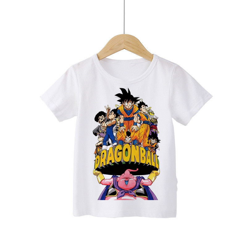 Áo Thun Cotton + Polyester In Hoạt Hình Dragon Ball Thời Trang Mùa Hè Cho Bé