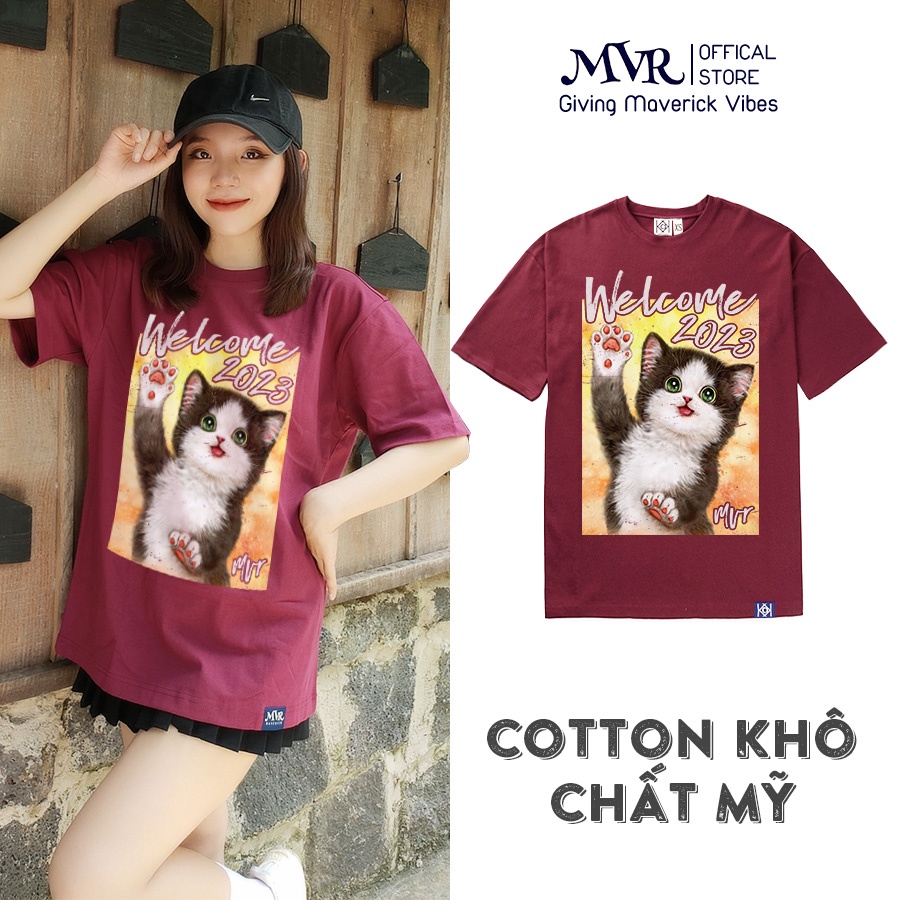 Áo thun unisex nam nữ gia đình mèo quý mão Tết 2023 ao phông đẹp phôm rộng tay lỡ phong cách Hàn mới MVR TT1428