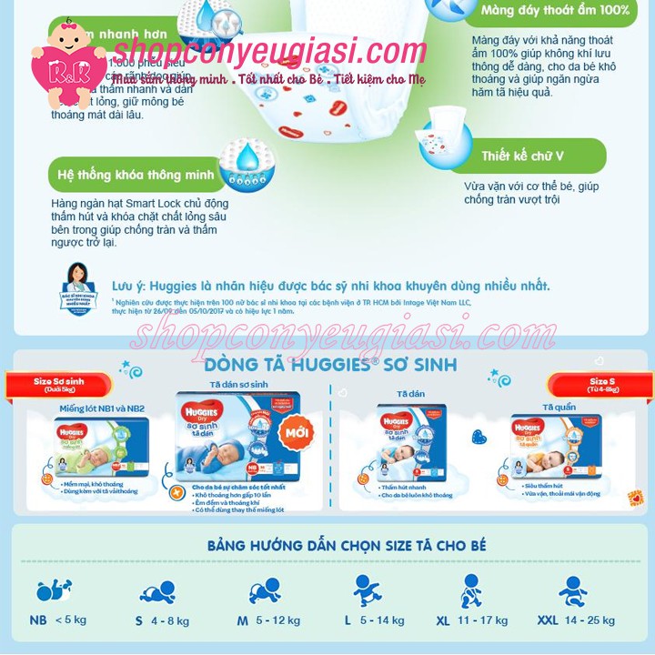 Miếng Lót Sơ Sinh Huggies Dry Newborn 1-100 (100 Miếng)