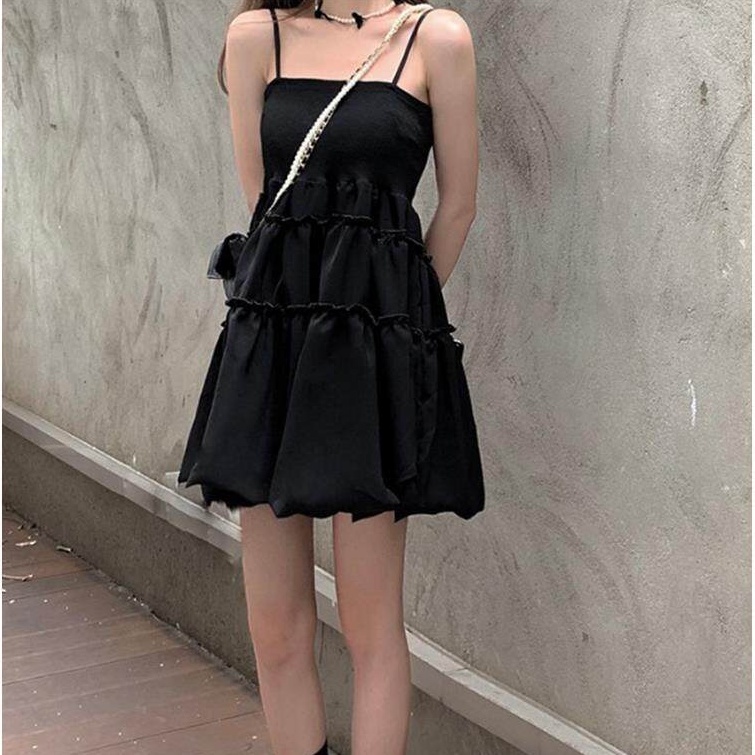 Đầm hai dây IELGY chiết eo phong cách Hàn Quốc thời trang mùa hè cho nữ