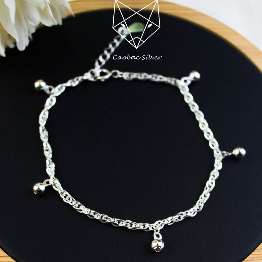 Lắc Tay Lắc Chân Bạc Ta CaoBac Jewellery Cho Nữ Sợi Xích Xoắn Mix 5 Viên Bi