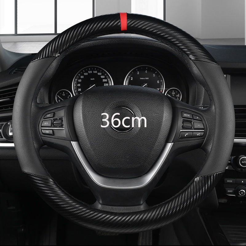 Bọc Vô Lăng Xe Hơi 36cm Bằng Da + Sợi Carbon Cho Honda Civic Cimo Jade SUZUKI Alto NISSAN Juke