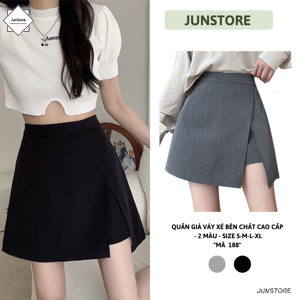Quần giả váy xẻ bên JUNSTORE quần xinh chất đẹp dáng chữ A phong cách Hàn Quốc dễ phối đồ HOTTREND mã 188