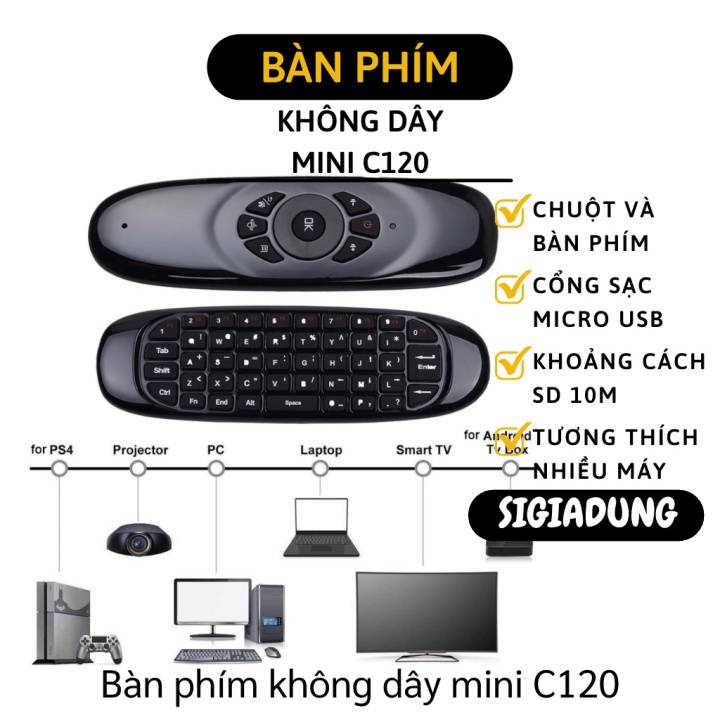 [SGD] Bàn Phím Mini Kiêm Chuột Bay - Điều Khiển Từ Xa Không Dây C120 Cho Androi TV Box 6216