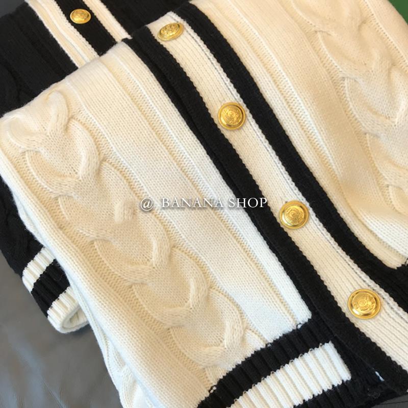 Áo khoác cardigan dệt kim cài nút màu vàng kim thời trang dành cho nữ