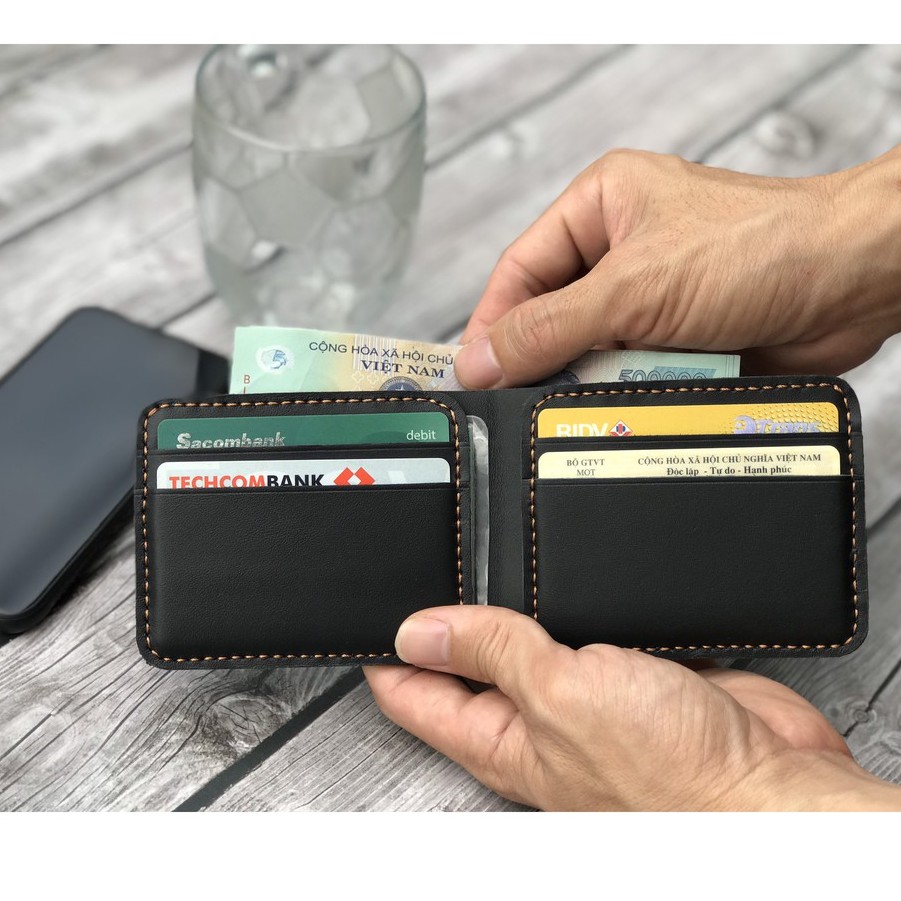 [DA BÒ THẬT] Ví Nam Mini Kiểu Ngang Cao Cấp Thời Trang Da Bò 4K Đựng Tiền Và Đựng Thẻ Tiện Lợi 4K20 | BigBuy360 - bigbuy360.vn