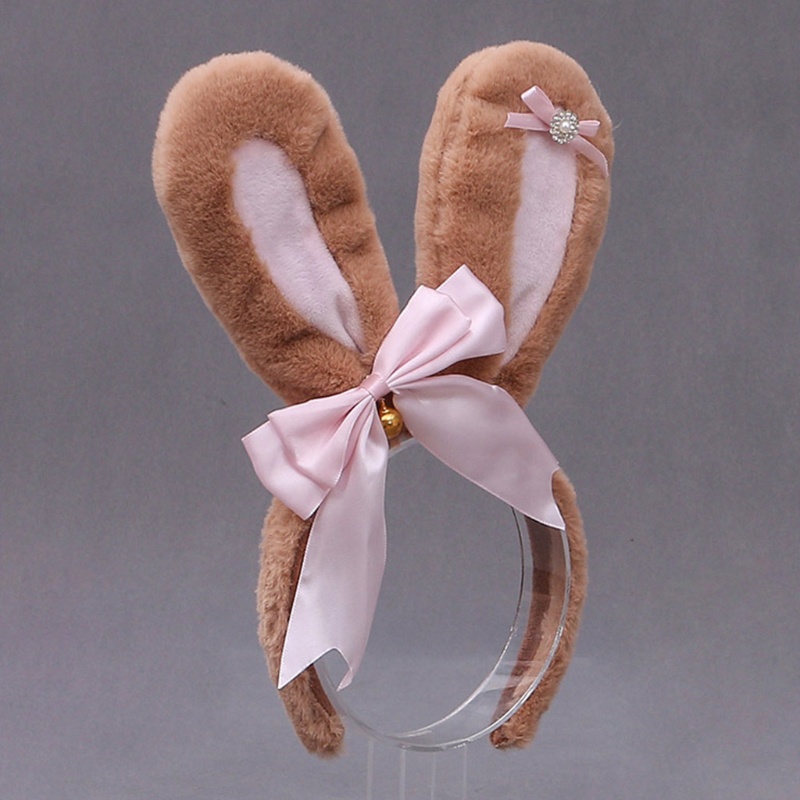 Băng Đô Tai Thỏ Lông Đính Đá Phong Cách Lolita