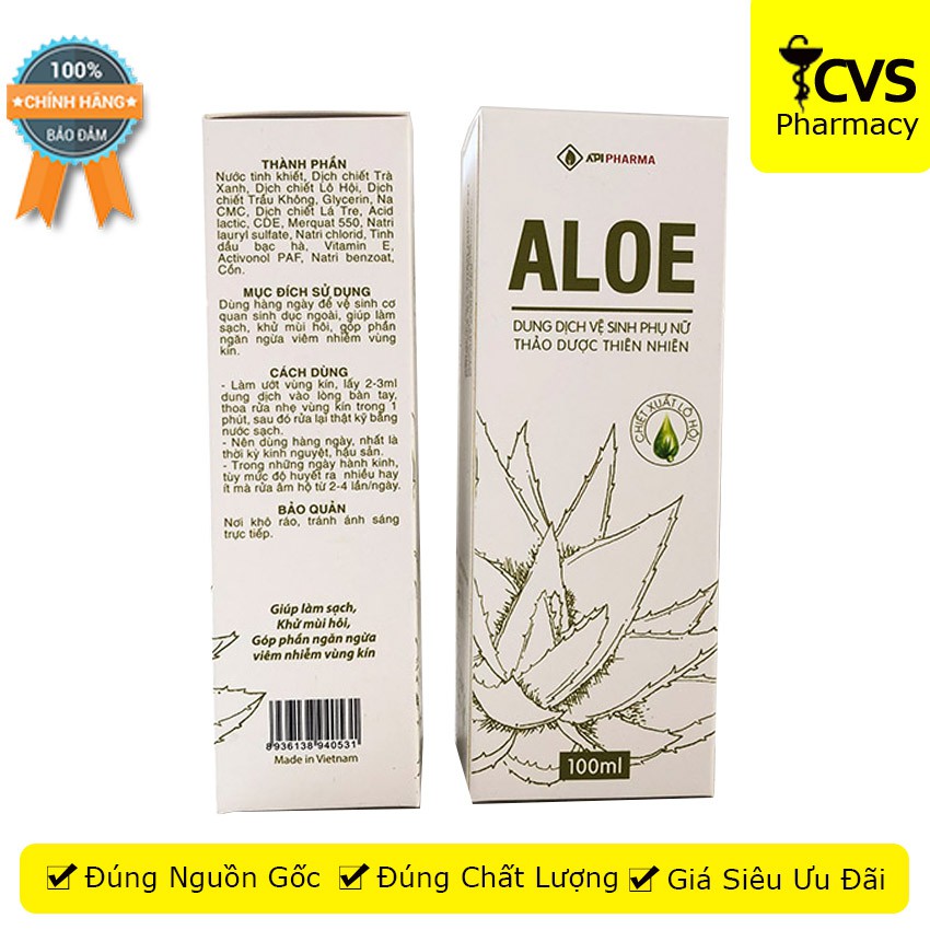 Dung Dịch Vệ Sinh Phụ Nữ ALOE - Chiết Xuất Lô Hội &amp; Các Thảo Dược Thiên Nhiên - api cvspharmacy