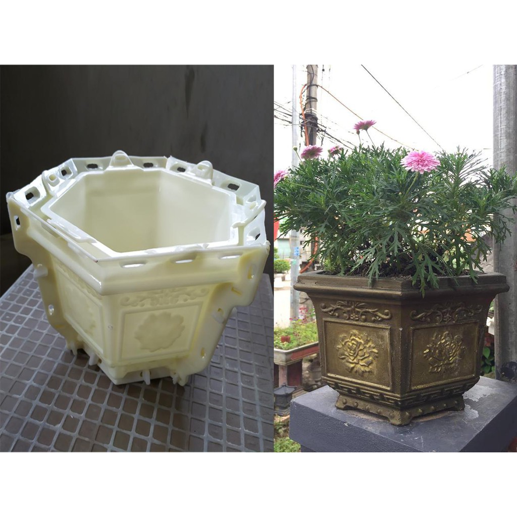 Khuôn chậu cảnh lục giác rộng 25cm cao 20cm