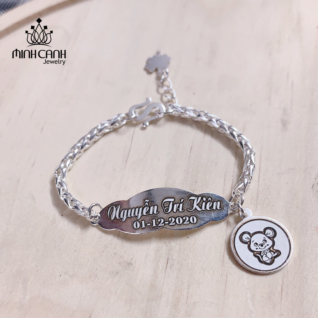 Lắc Bạc Ta Khắc Tên Cho Bé Gái Hình Đám Mây - Minh Canh Jewelry
