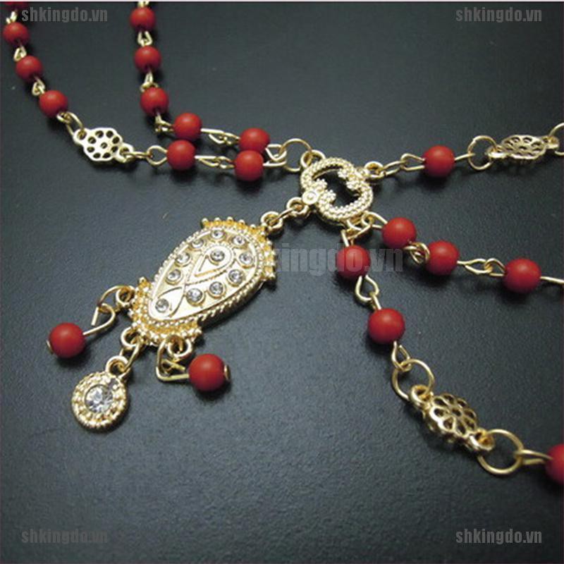 Chuỗi dây đeo đầu trang trí chuỗi hạt mặt đính đá cho cô dâu
