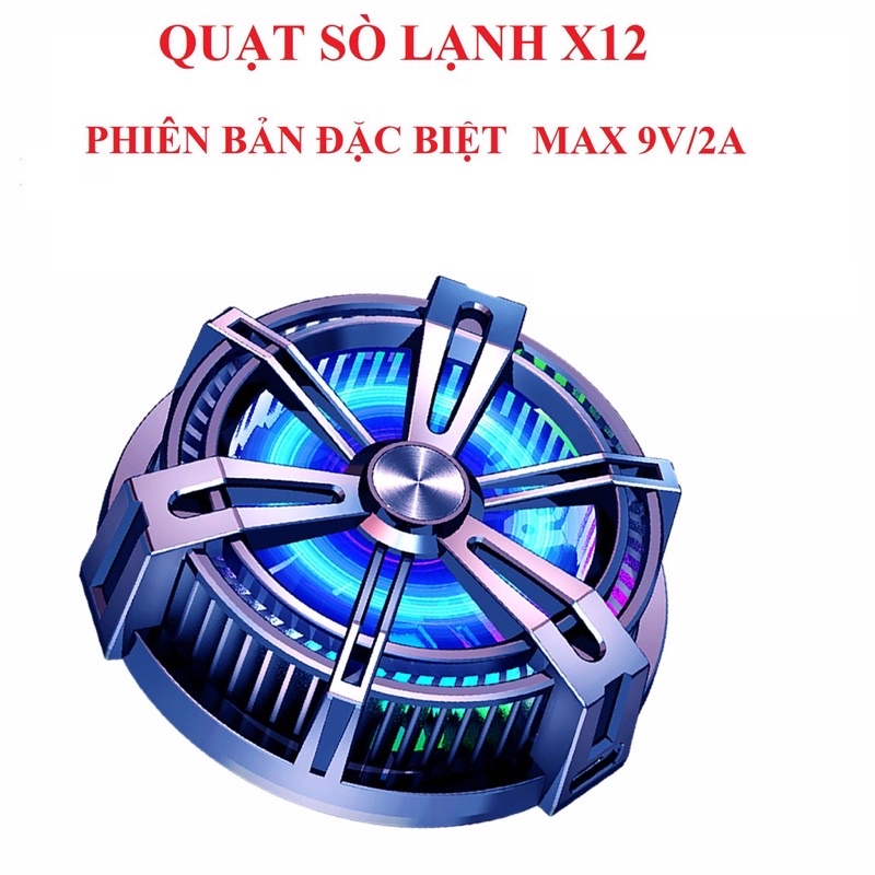 Quạt tản nhiệt sò lạnh X12 hít nam châm cực mạnh, làm lạnh siêu nhanh chuyên game PUBG,Cod, FF...