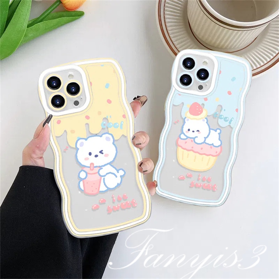 Ốp Điện Thoại TPU Mềm Hình Gấu Uống Trà Sữa Cho iPhone 14 13 12 11 Pro Max X XR Xs Max 8 7 6 6s Plus SE 2020