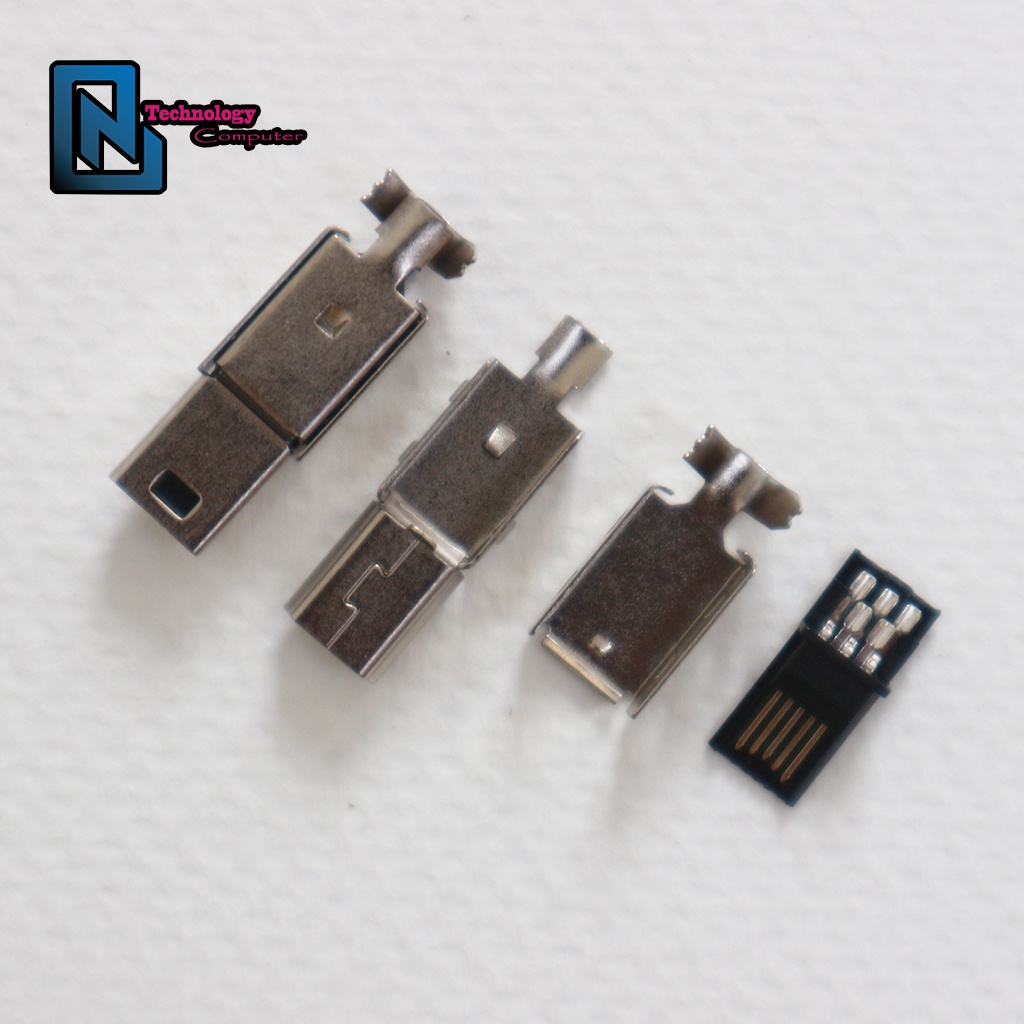 Đầu Mini USB Mạ Niken 3 Mảnh 5 Pin Dùng Làm Dây Truyền Dữ Liệu Sạc Custom Dây Phím Cơ