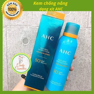 [ Hoàn Xu Xtra] Xịt chống nắng AHC Natural Perfection Aqua Sun Spray - 80ml-cấp ẩm giúp da căng bóng