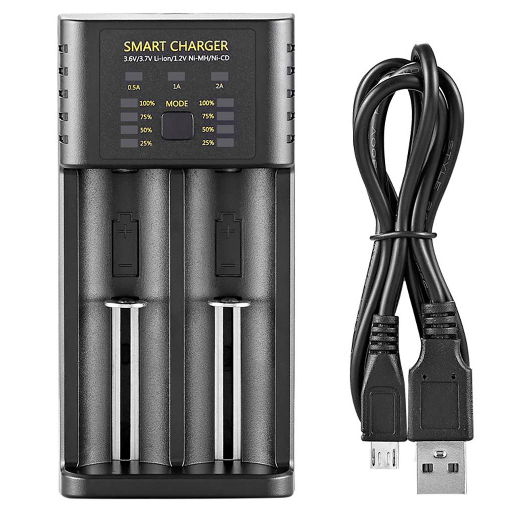 Bộ Sạc Pin Lithium 2 Ngăn Thông Minh USB 18650