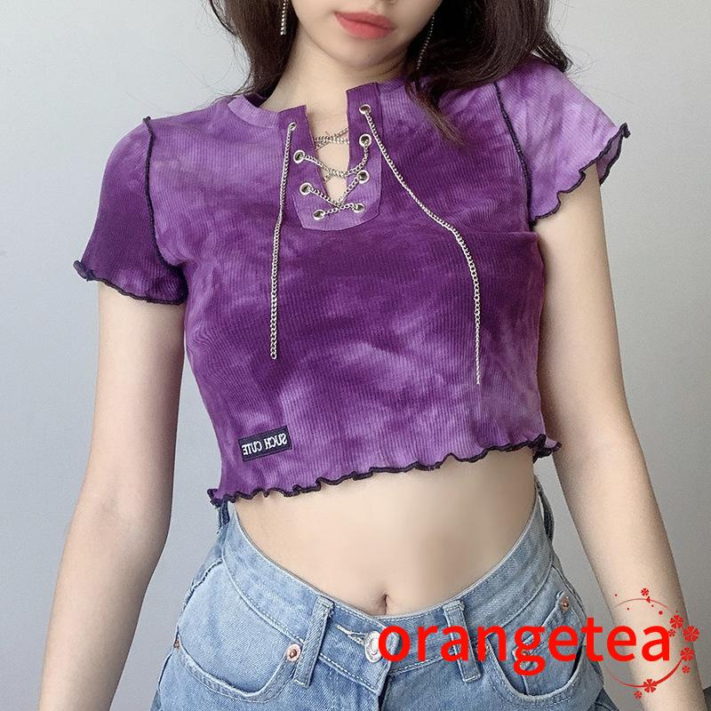 Áo croptop tay ngắn thiết kế cột dây kiểu sợi xích thời trang quyến rũ cho nữ | BigBuy360 - bigbuy360.vn