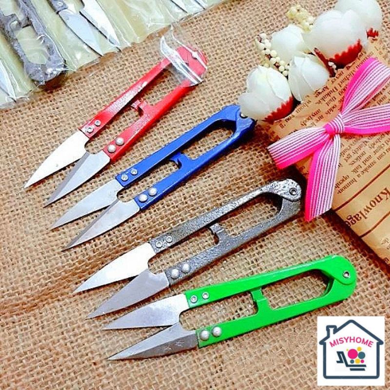 Kéo bấm cắt chỉ len viền vải thừa giấy văn phòng gia đình mini mũi nhọn bỏ túi bằng thép pin sắc bén nhiều màu Misyhome