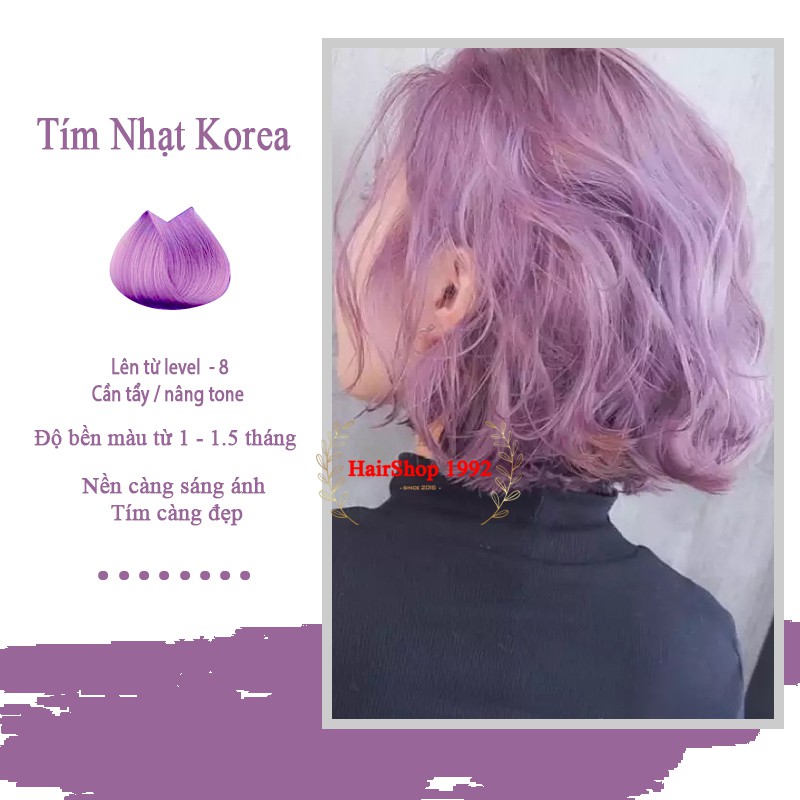 Thuốc Nhuộm Tóc Mầu Tím Nhạt Lavender ( Kèm Tẩy + Trợ Nhuộm ) Lên Từ Level 8 - 9