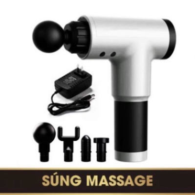 Máy massage cầm tay 4 đầu 6 chế độ - súng massage giảm nhức mỏi vai gáy