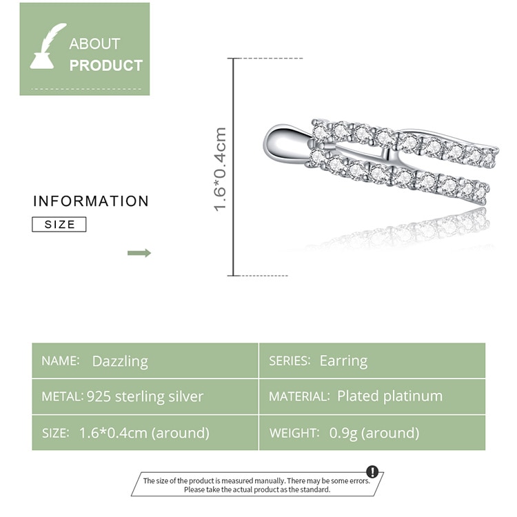 BAMOER 1 Bông Tai bạc 925 Đính Đá Sang Trọng SCE904