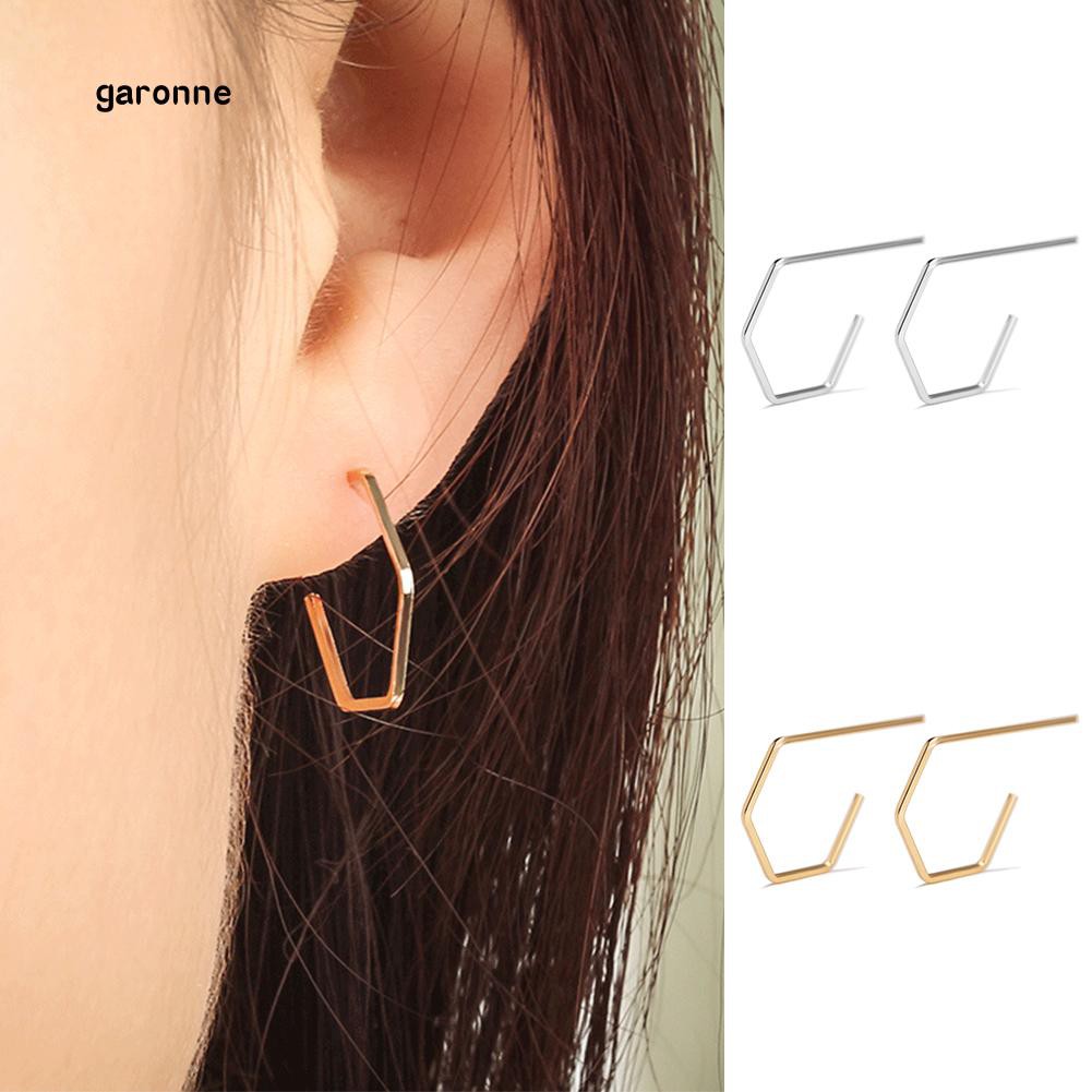 GR▶Fashion Women Simple Geometric Ear Stud Alloy Earrings Party Pub Jewelry Gift