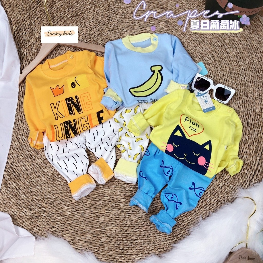 Bộ Dài Tay Cotton Quảng Châu Xuất Nhật Cho Bé Trai/Bé Gái