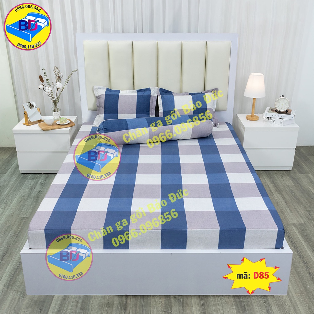 Bộ ga giường cotton poly bo chun chắc chắn( gồm 4 món)