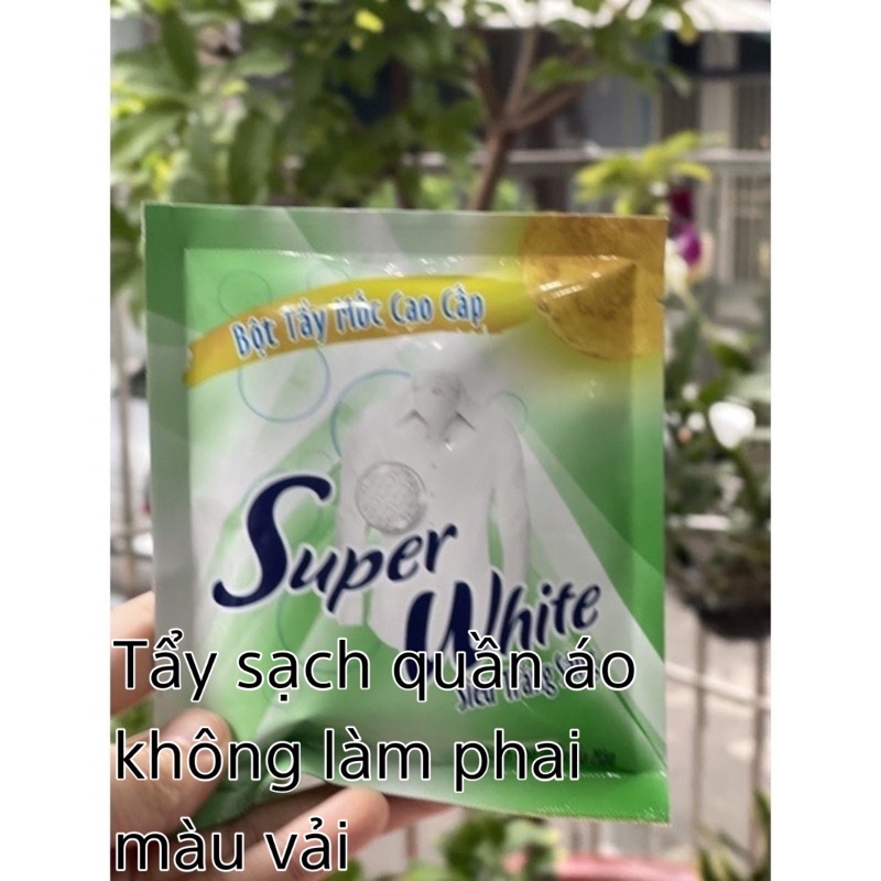 Tẩy Trắng quần áo- Vết Bẩn -Bột tẩy Super white chuyên tẩy mốc, ố vàng , ấpmàu , lem màu