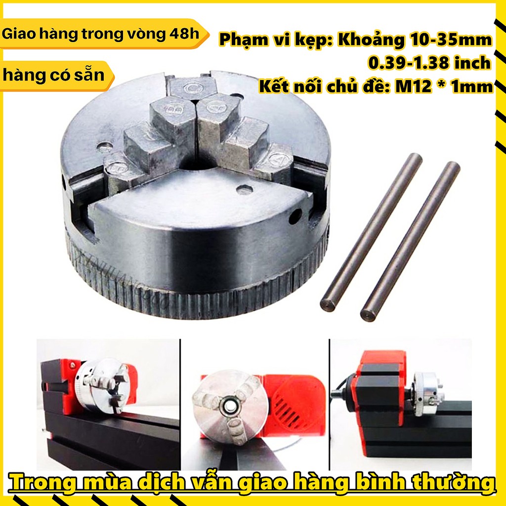 Phụ kiện 3 hàm máy tiện mini bằng kim loại chất liệu tốt và bền hiệu suất ổn định -Người bán địa phương
