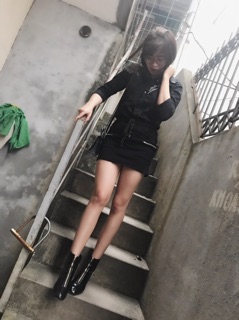 Chân váy bò buộc dây