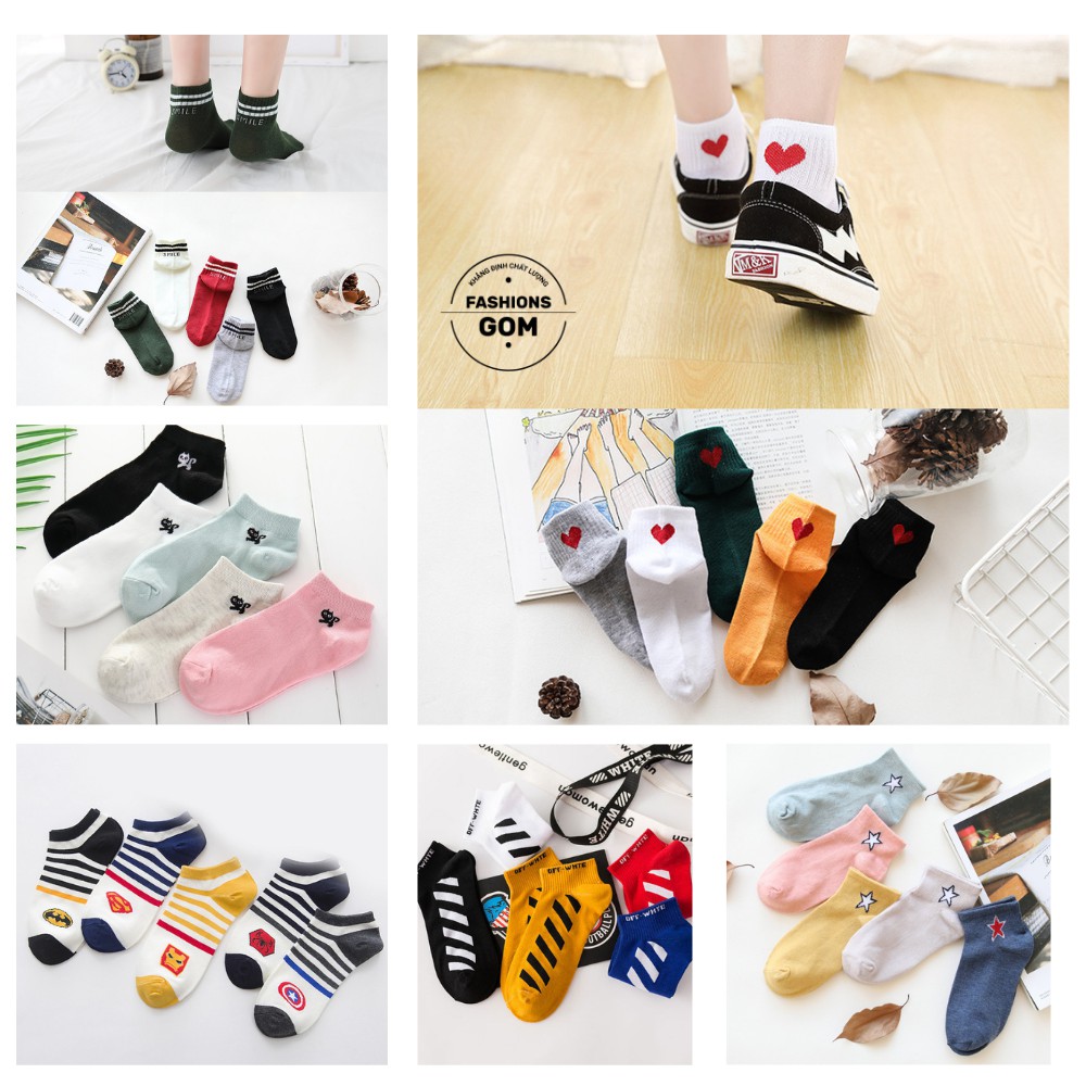 [COMBO 5 ĐÔI] Vớ Nữ cổ ngắn Cotton, Tất nữ sử dụng cả tuần