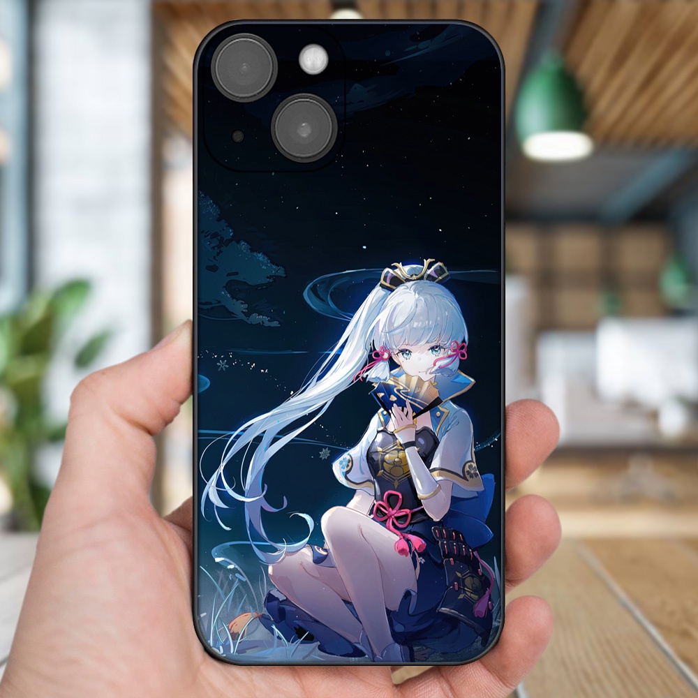 Ốp lưng iPhone 13 dẻo đen cạnh vuông in hình Ayaka Genshin Impact