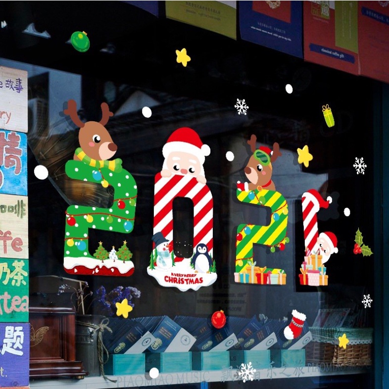 Decal trang trí Noel Hít Tĩnh Điện - 2021 tuần lộc cùng noel