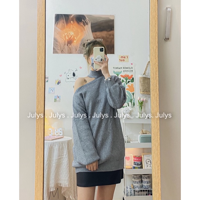 Áo váy len hở cổ 2901 JULYS STORE (ảnh thật shop chụp kèm video cận chất)