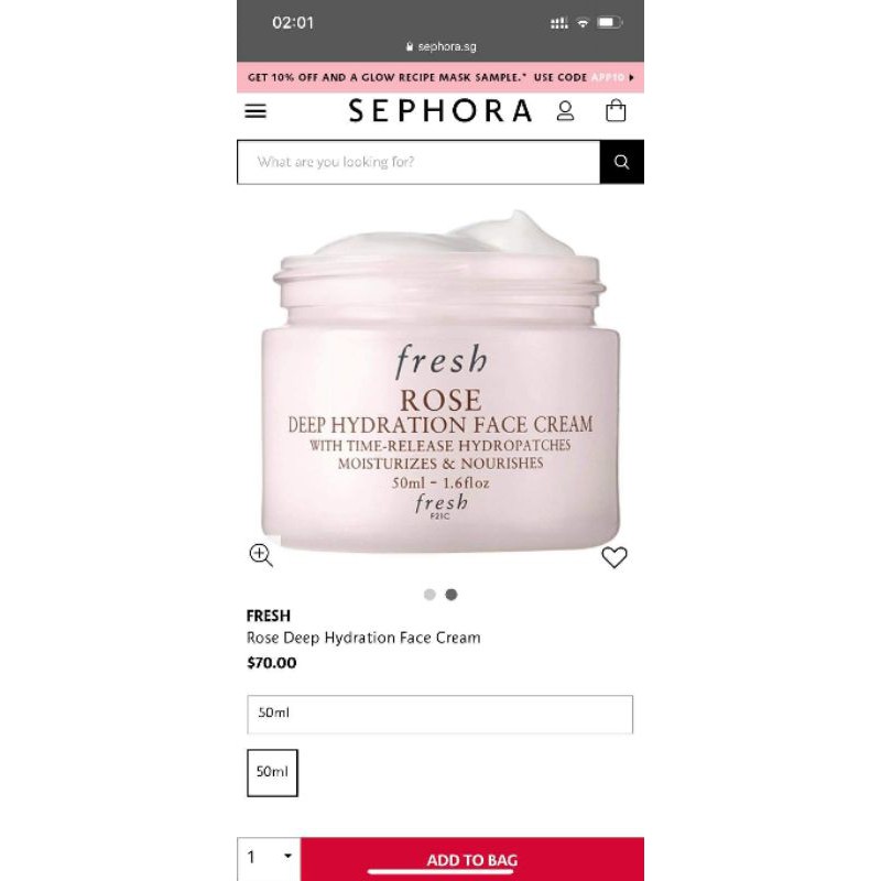 Sample Sephora -  FRESH Rose Deep Hydration Face Cream