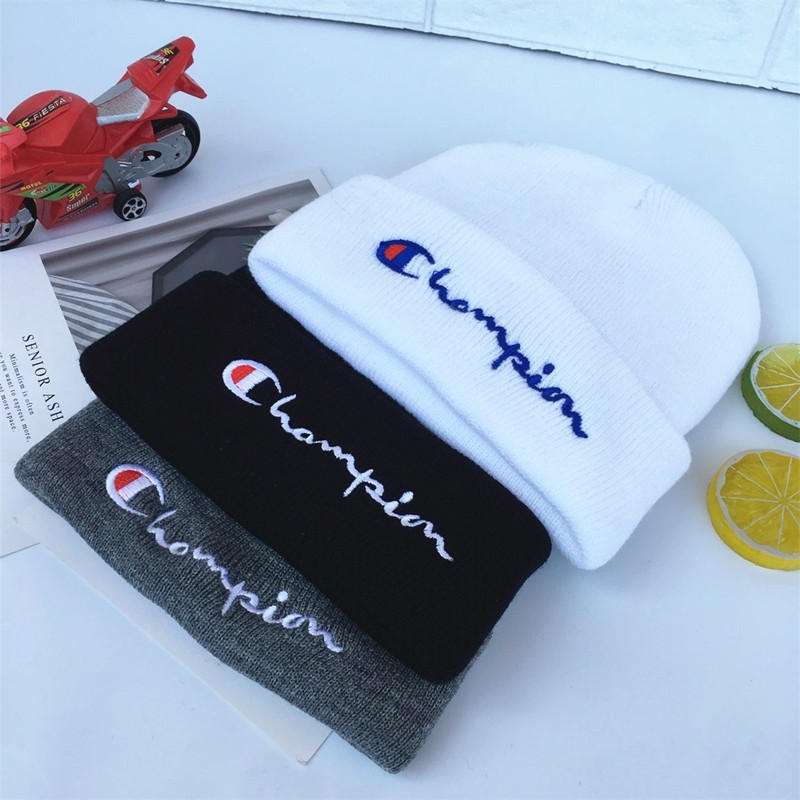 Mũ Len Thêu Chữ Champion Thời Trang Mùa Đông Cho Nam Và Nữ