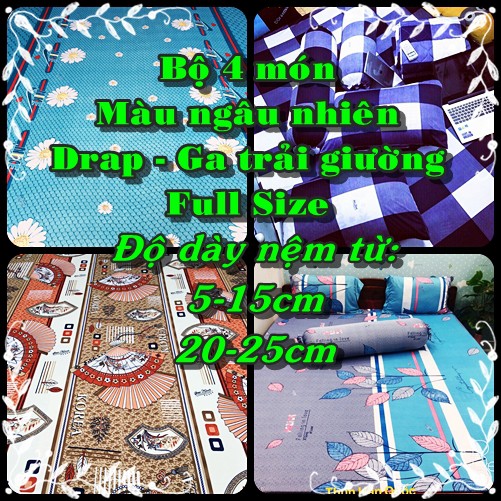 [Full Size Ngẫu nhiên] [Bộ 4 món] Drap-Ga trải giường thun lạnh 3D Hàn Quốc Cao cấp