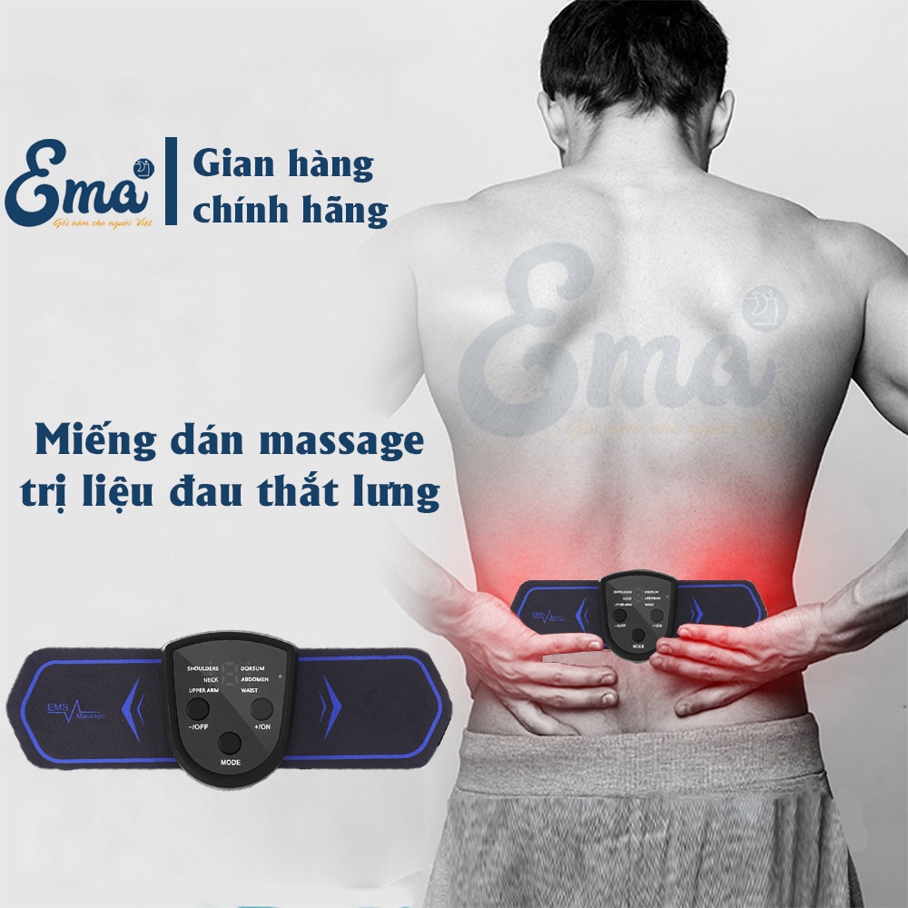 Máy massage điện xung giảm đau thắt lưng EMS dạng miếng dán không dây tiện lợi - 6 chế độ massage toàn thân