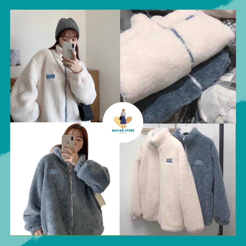 𝐌𝐀𝐈𝐘𝐀𝐍 Áo Khoác Nữ Lông Cừu Dày Mềm Mịn Logo Pichi Thêu Nổi [ Ảnh/Video Cận Chất + Đánh Giá ]