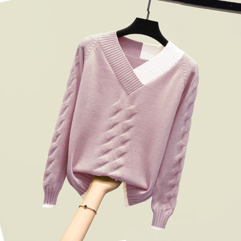 Áo Sweater Cổ Chữ V Dáng Rộng Thời Trang Xuân Thu 2020 Dành Cho Nữ