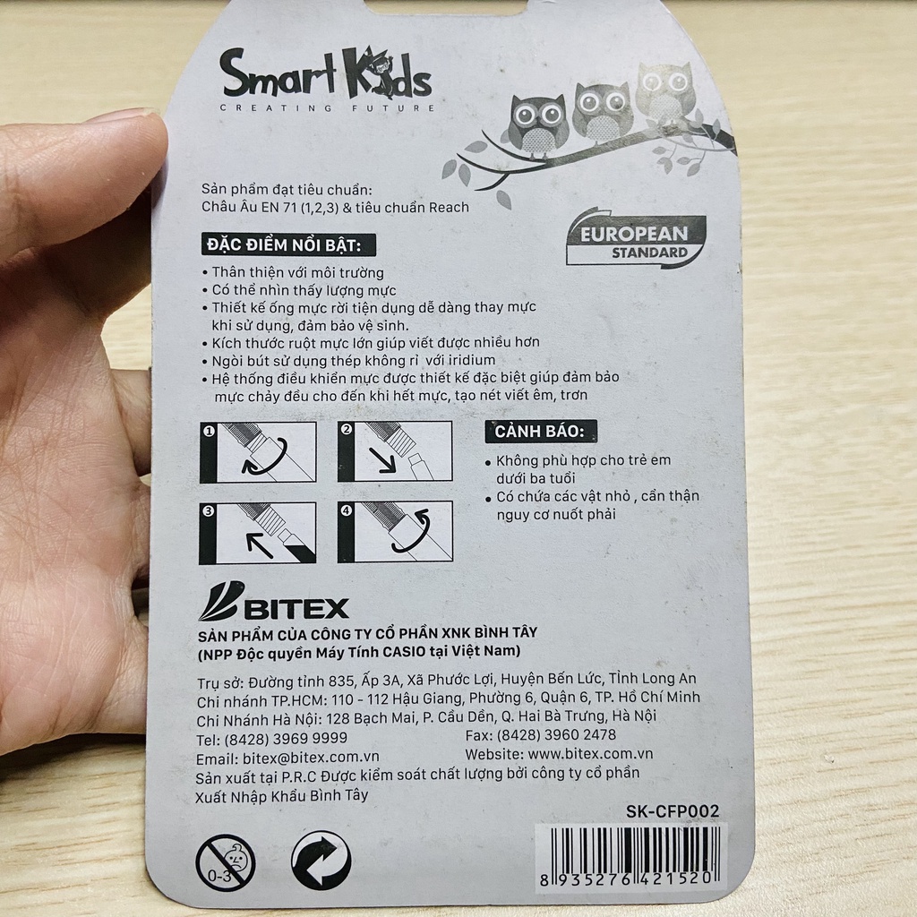 Bút máy Smartkids SK-CFP002 kèm 6 ống mực tím - Tặng 1 tẩy chì Staedtler